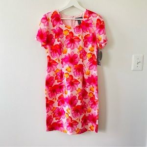 Valerie Dresses Pure Silk Floral Sheath Pink Dress